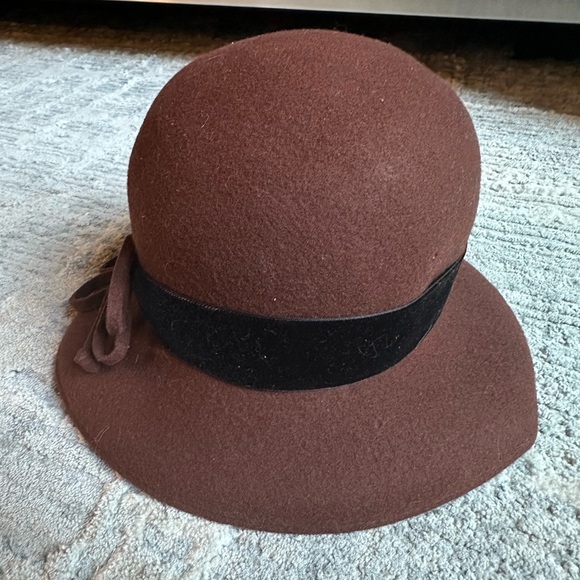 SOPRATTUTTO CAPPELLI  ITALIAN ACCESSORIES PURE WOOL FELT HAT BROWN BLACK RIBBON - Picture 5 of 7